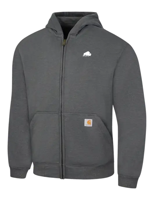Carhartt Dark Grey Heather Rain Defender Paxton Heavyweight Hooded Zip-Front Sweatshirt w/Richard Group Bison Logo