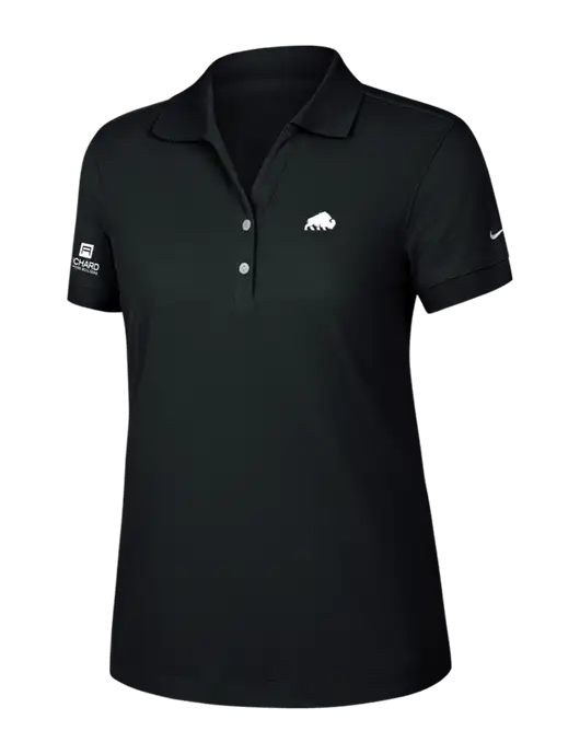Nike Womens Dri-FIT Classic Black Polo w/Richard Group Bison Logo, Richard Group Logo