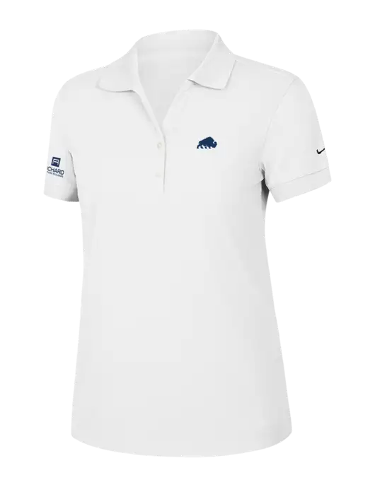 Nike Womens Dri-FIT Classic White Polo w/Richard Group Bison Logo, Richard Group Logo