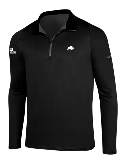 NIKE Black/Dark Grey Dry-Fit Stretch 1/2 Zip Cover-Up w/Richard Group Bison Logo, Richard Group Logo
