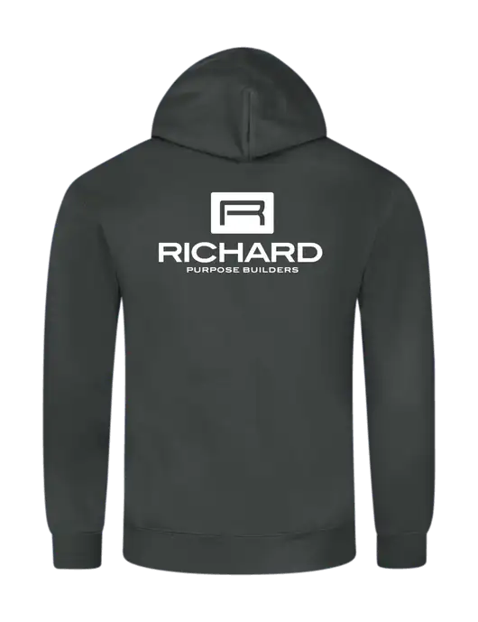 Allmade Charcoal Grey Organic French Terry Pullover Hoodie w/Richard Group Logo, Richard Group Bison Logo