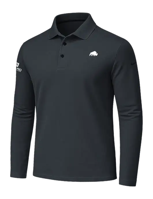 Nike Dark Grey Dri-FIT Micro Pique 2.0 Long Sleeve Polo w/Richard Group Bison Logo, Richard Group Logo