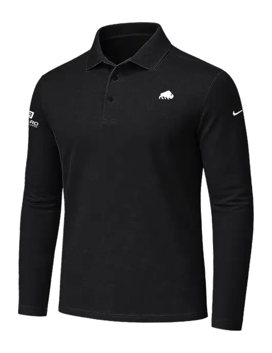 Nike Black Dri-FIT Micro Pique 2.0 Long Sleeve Polo w/Richard Group Bison Logo, Richard Group Logo