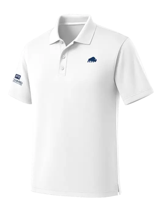 White Dry Zone UV Micro Mesh Polo w/Richard Group Bison Logo, Richard Group Logo
