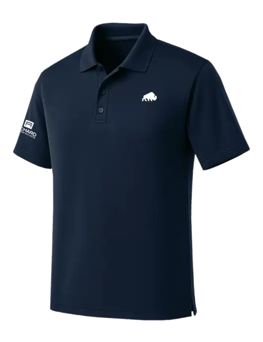 Dark Navy Dry Zone UV Micro Mesh Polo w/Richard Group Bison Logo, Richard Group Logo