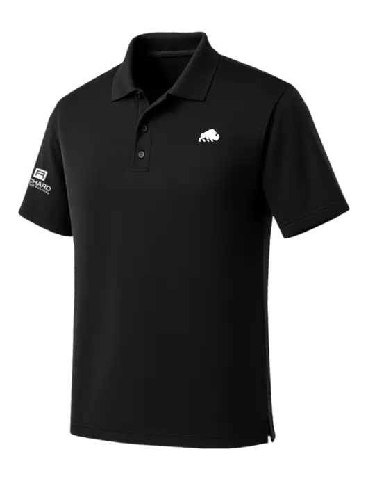 Black Dry Zone UV Micro Mesh Polo w/Richard Group Bison Logo, Richard Group Logo