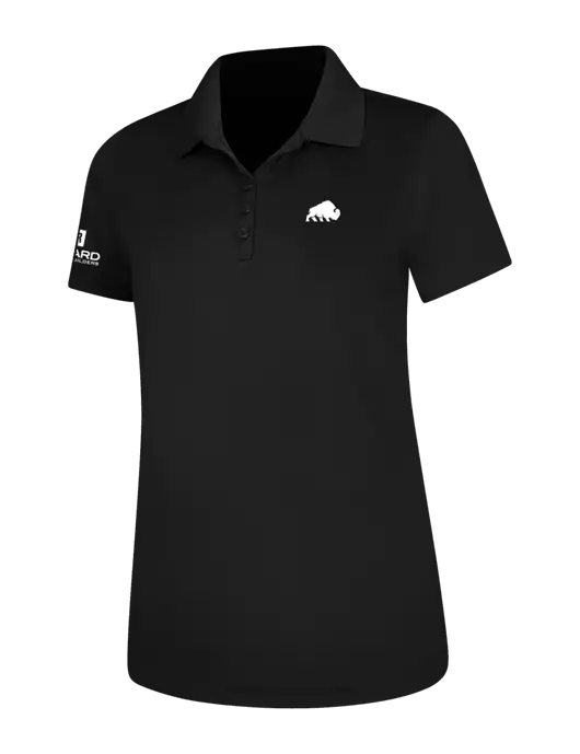 Black Womens Dry Zone UV Mesh Polo w/Richard Group Bison Logo, Richard Group Logo