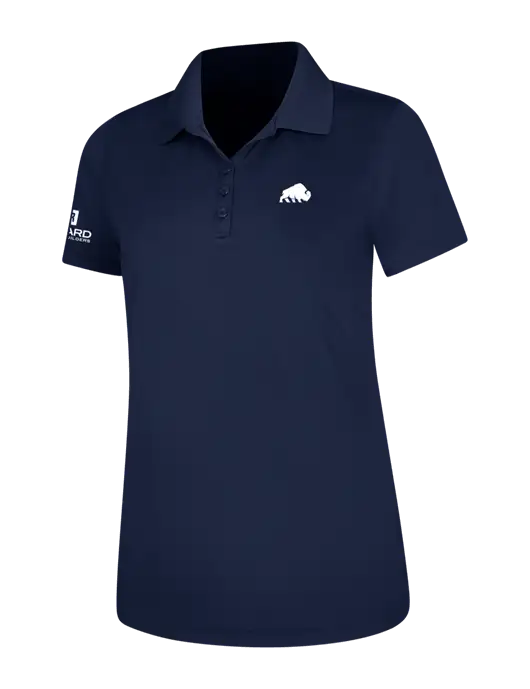 Dark Navy Womens Dry Zone UV Mesh Polo w/Richard Group Bison Logo, Richard Group Logo