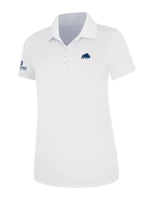 White Womens Dry Zone UV Mesh Polo w/Richard Group Bison Logo, Richard Group Logo