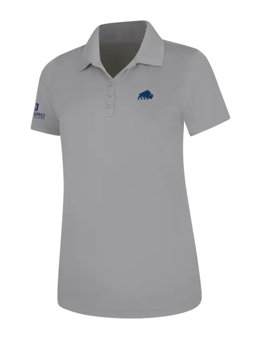 Light Grey Womens Dry Zone UV Mesh Polo w/Richard Group Bison Logo, Richard Group Logo