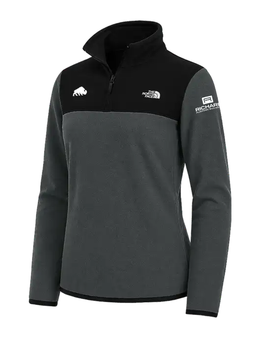The North Face Womens Charcoal Grey/Black Glacier 1/4-Zip Fleece w/Richard Group Bison Logo, Richard Group Logo
