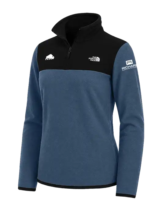 The North Face Womens Light Navy/Black Glacier 1/4-Zip Fleece w/Richard Group Bison Logo, Richard Group Logo