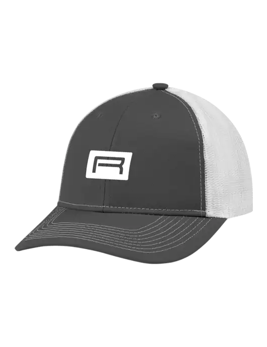 Snapback Ponytail Trucker Cap Dark Grey w/White Mesh w/Richard Group Icon Logo
