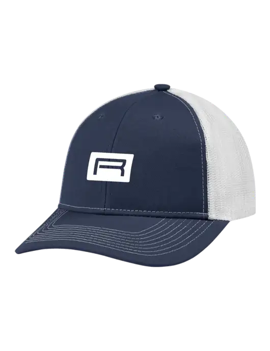 Snapback Ponytail Trucker Cap Navy w/White Mesh w/Richard Group Icon Logo