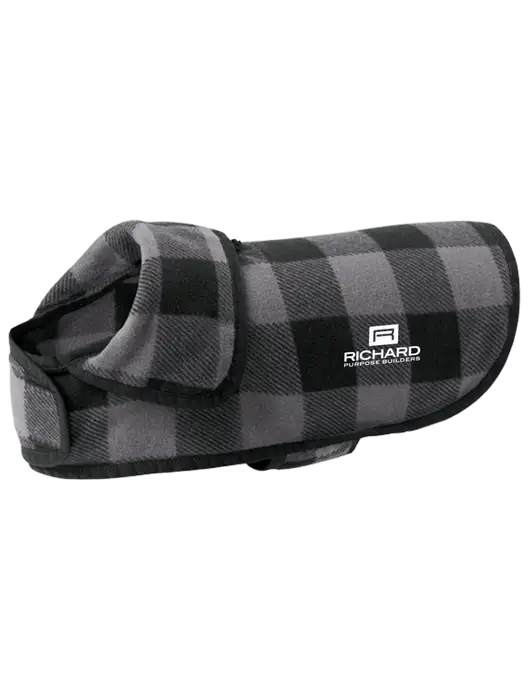 Pawsh Buffalo Grey/Black Check Pet Fleece Jacket w/Richard Group Logo