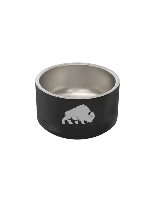 Polar Camel 18 oz. Small Black Pet Bowl w/Richard Group Bison Logo