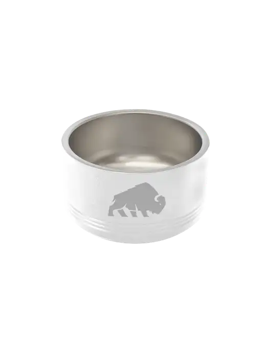 Polar Camel 18 oz. Small White Pet Bowl w/Richard Group Bison Logo