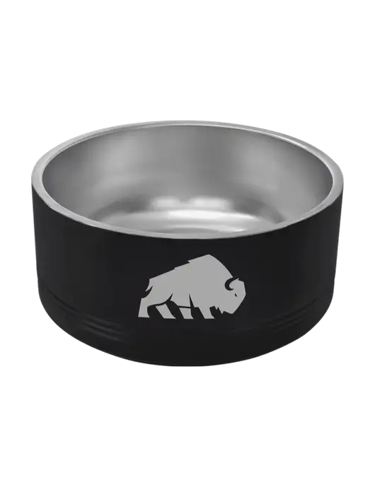 Polar Camel 64 oz. Large Black Pet Bowl w/Richard Group Bison Logo