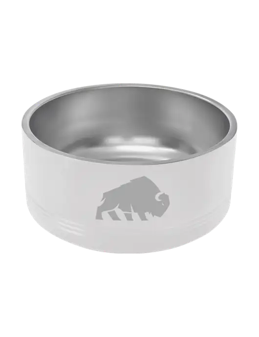 Polar Camel 64 oz. Large White Pet Bowl w/Richard Group Bison Logo