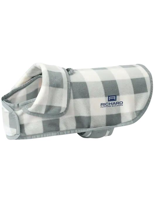 Pawsh Buffalo Medium Grey/White Check Pet Fleece Jacket w/Richard Group Logo