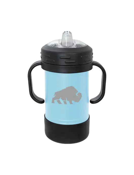Polar Camel 10 oz Powder Coated Light Blue Sippy Cup w/Richard Group Bison Logo