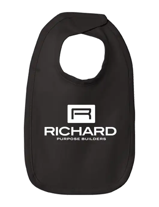 Rabbit Skins Black Infant Premium Jersey Bib w/Richard Group Logo