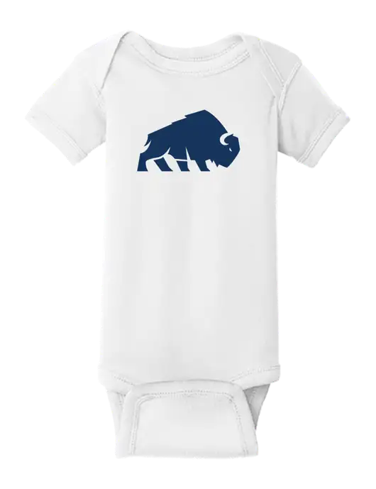 Rabbit Skins White Infant Short Sleeve Baby Rib Bodysuit w/Richard Group Bison Logo, Richard Group Logo