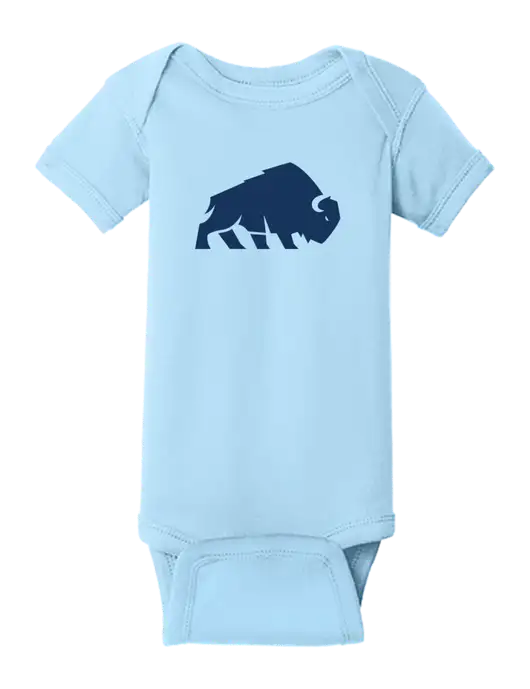 Rabbit Skins Light Blue Infant Short Sleeve Baby Rib Bodysuit w/Richard Group Bison Logo, Richard Group Logo