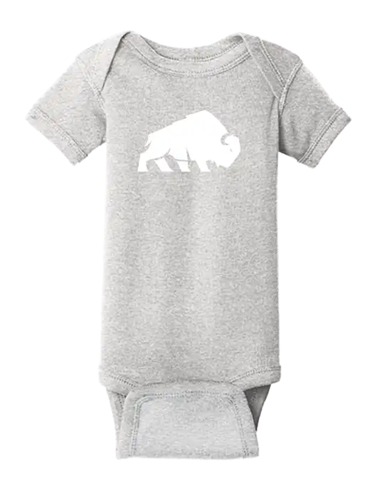 Rabbit Skins Light Grey Heather Infant Short Sleeve Baby Rib Bodysuit w/Richard Group Bison Logo, Richard Group Logo