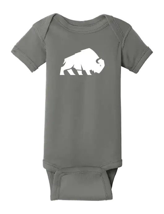 Rabbit Skins Charcoal Infant Short Sleeve Baby Rib Bodysuit w/Richard Group Bison Logo, Richard Group Logo