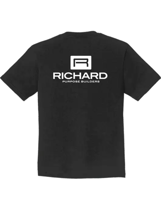 Youth Ring Spun Jet Black 4.5 oz T-Shirt w/Richard Group Logo, Richard Group Bison Logo