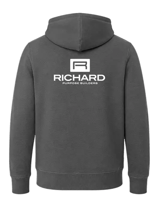 Youth Charcoal 7.8 oz Pullover Hooded Sweatshirt w/Richard Group Logo, Richard Group Bison Logo