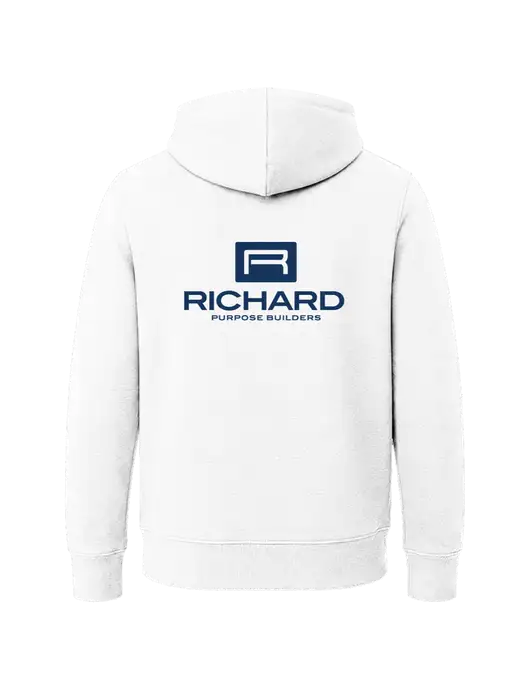 Youth White 7.8 oz Pullover Hooded Sweatshirt w/Richard Group Logo, Richard Group Bison Logo